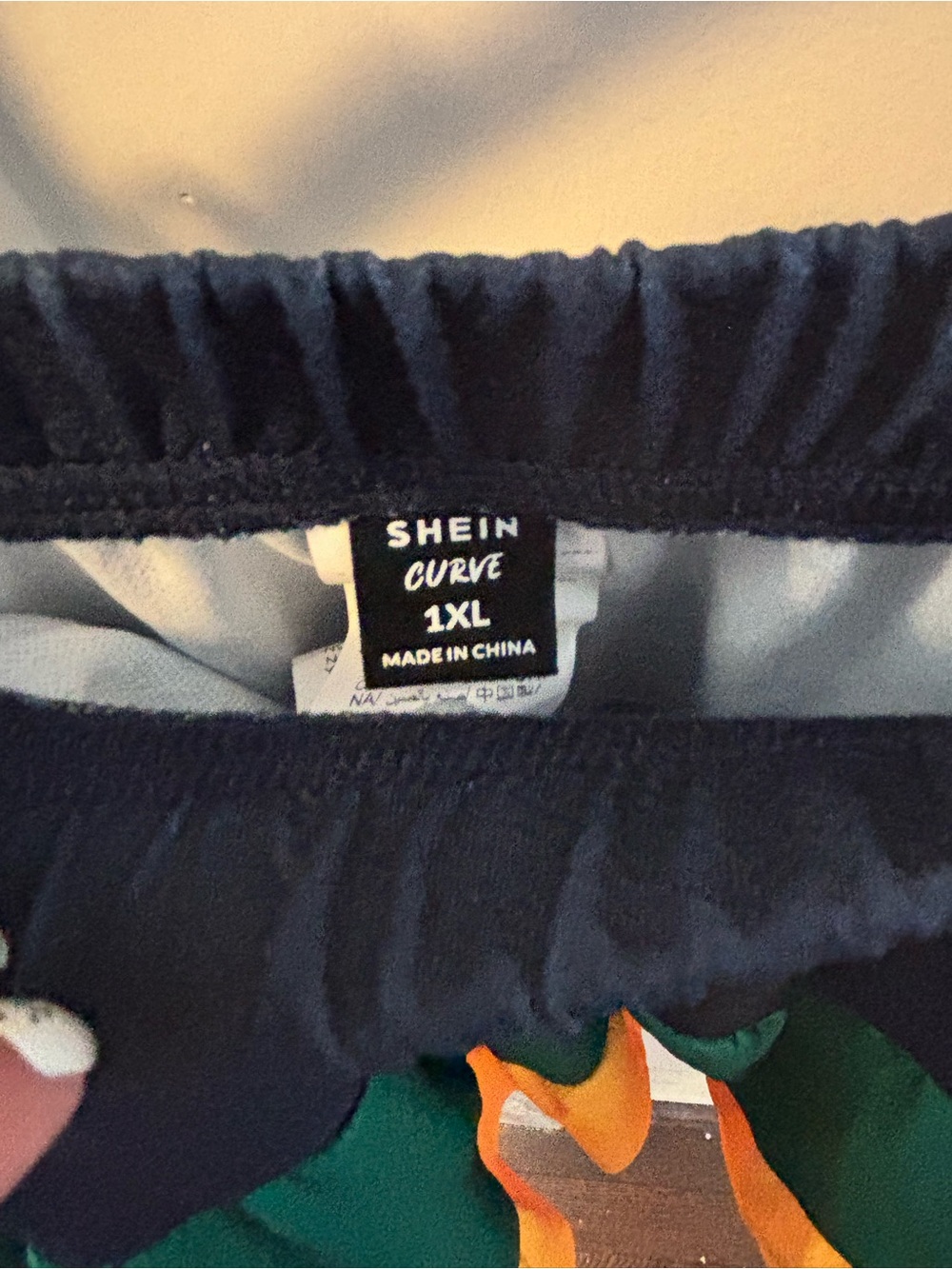 SHEIN Navy, Green & Yellow Tiered Skater Skirt - Picture 3 of 13